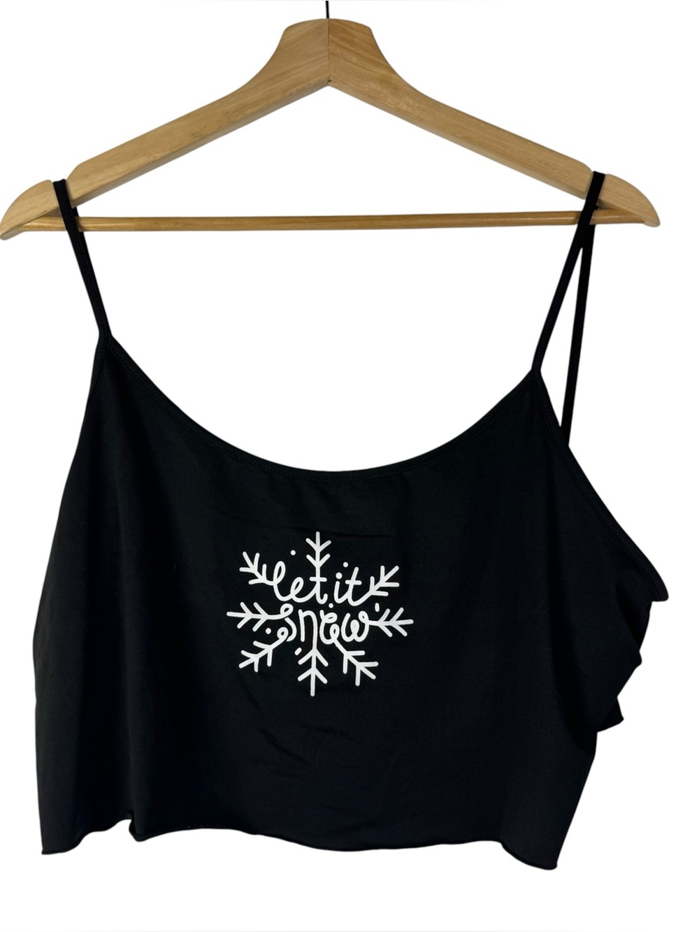 Shein Curve Black Let It Snow Crop Tank Top 3XL